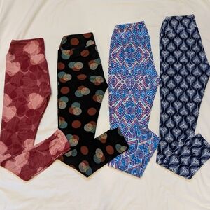 LuLaRoe Kids Leggings Set - Maroon, Black, Blue Patterns